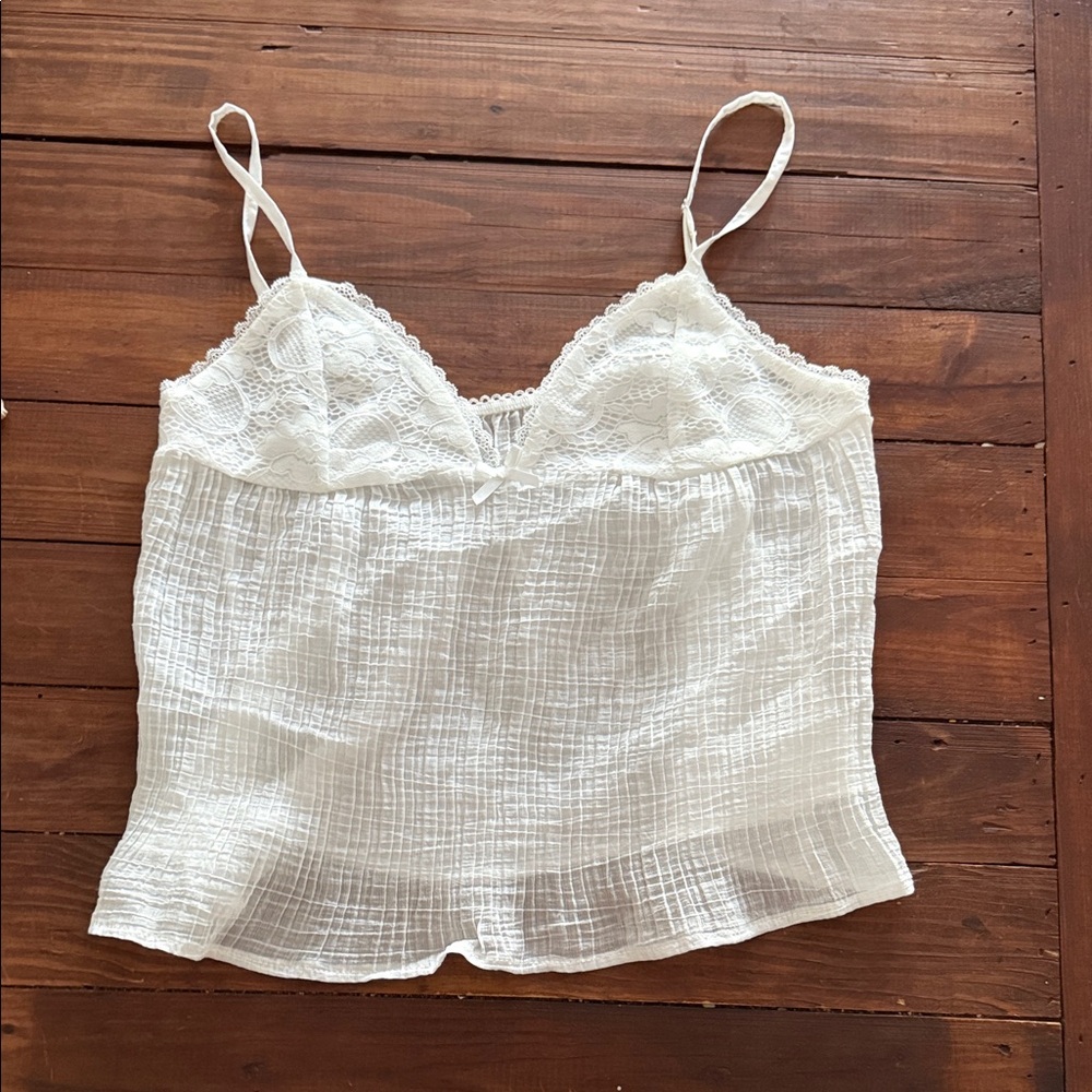 Amazon Essentials Women's White Lace Tank Top